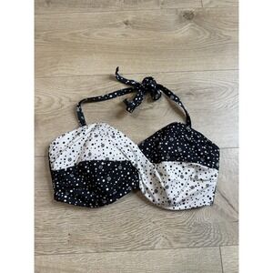 EUC Y2K Victorias Secret Twist Knockout Bikini Top Black White Polkadot SZ 34DD